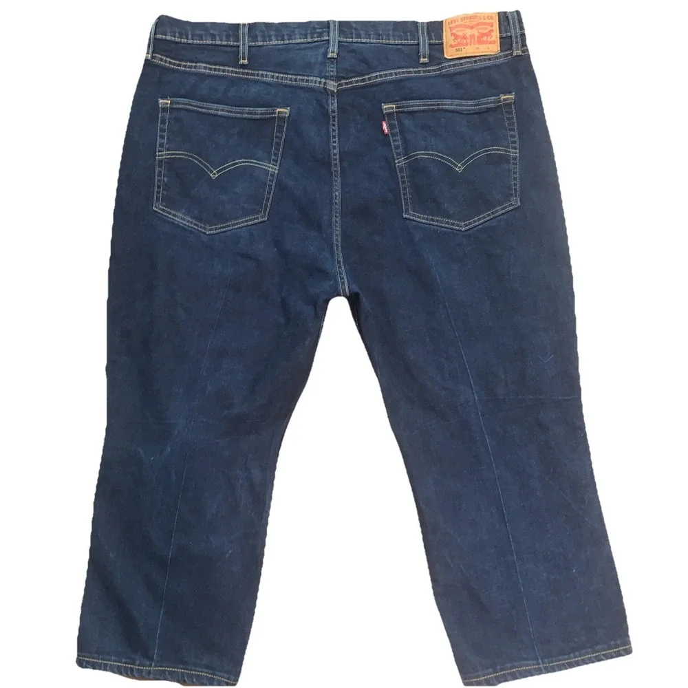 Levis 511 Jeans Mens 44x22 Blue Dark Wash Zipper‎ Fly Straight Leg Denim Casual